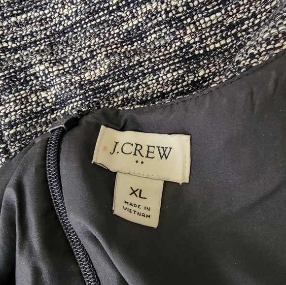 J Crew Tweed Top XL Blue White Short Fray Sleeves AD373 - Picture 7 of 9